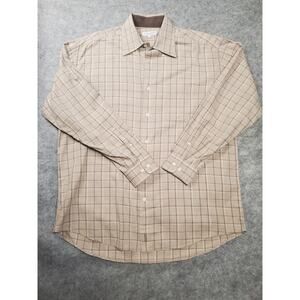 Alex Cannon Men's XL Long Sleeve Brown Plaid Button Down Casual Shirt
